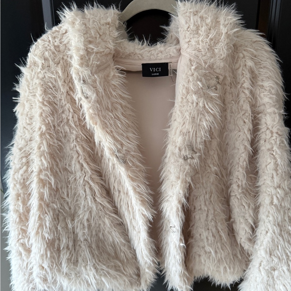 Vici Women's Soft Cream Teddy Jacket